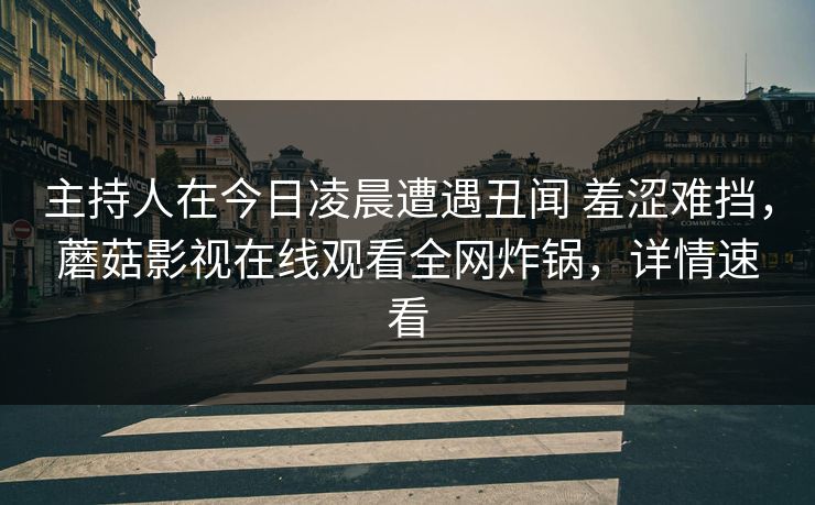 主持人在今日凌晨遭遇丑闻 羞涩难挡，蘑菇影视在线观看全网炸锅，详情速看