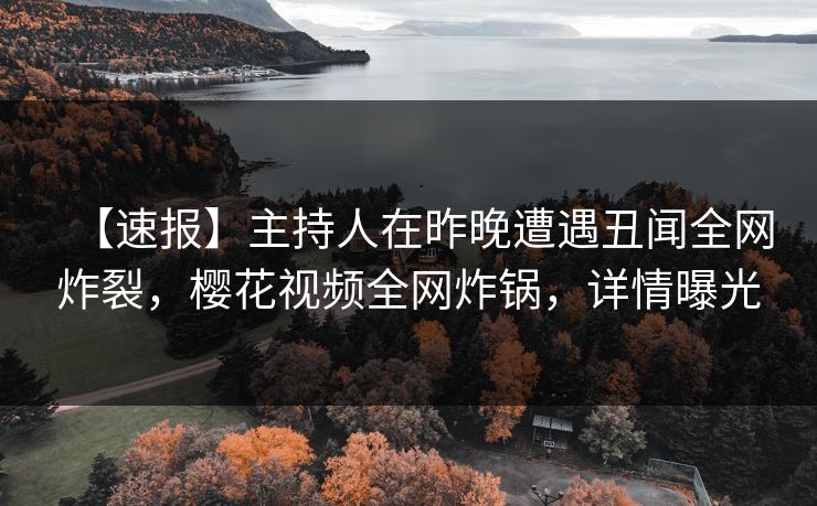 【速报】主持人在昨晚遭遇丑闻全网炸裂，樱花视频全网炸锅，详情曝光