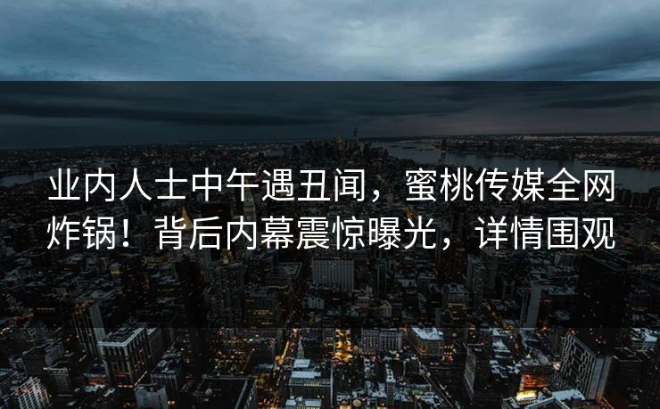 业内人士中午遇丑闻，蜜桃传媒全网炸锅！背后内幕震惊曝光，详情围观