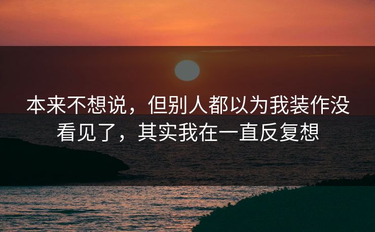本来不想说，但别人都以为我装作没看见了，其实我在一直反复想
